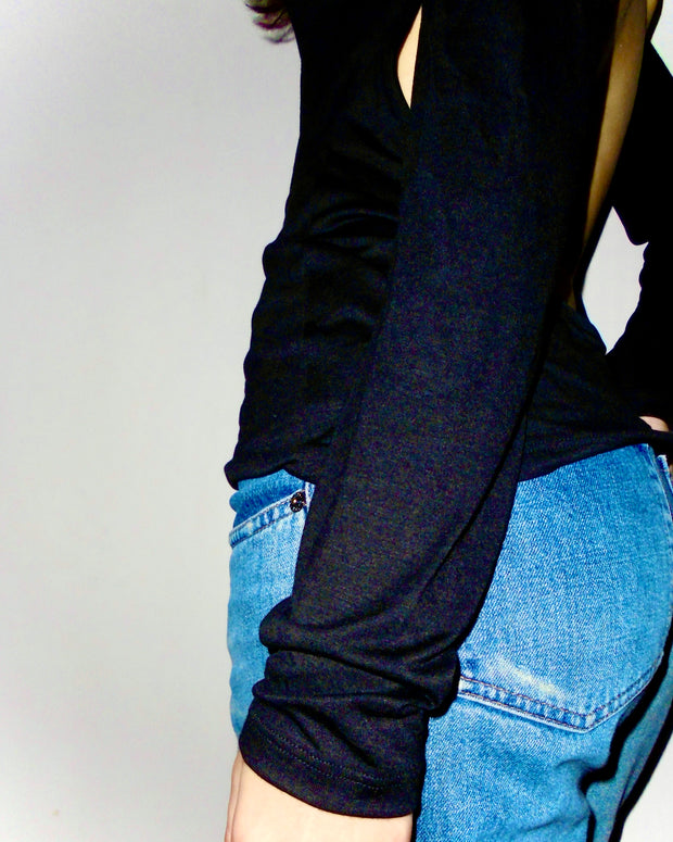 Chiara Long Sleeve Backless Top – White | Limited Edition