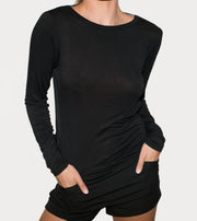 Chiara Long Sleeve Backless Top – White | Limited Edition