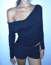 Gisele Cowl Neck Off-Shoulder Long Sleeve Top