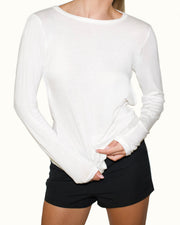 Chiara Long Sleeve Backless Top – White | Limited Edition