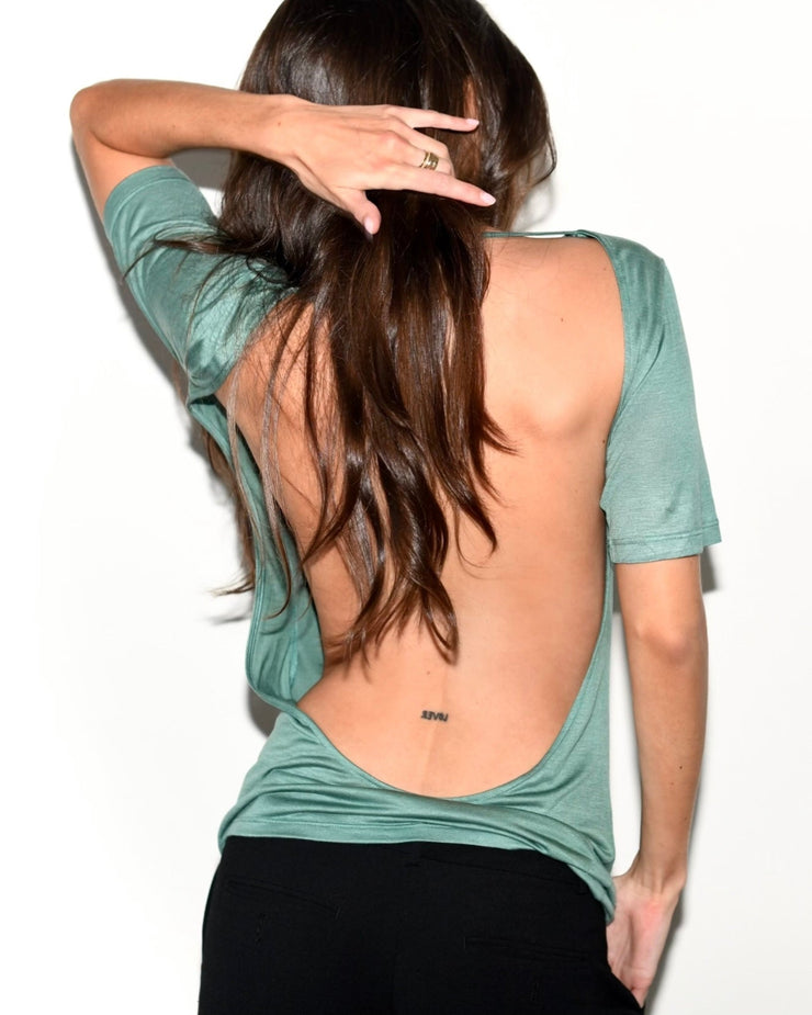 Chiara Backless Top – Aqua (Limited Edition Dead-Stock Viscose)
