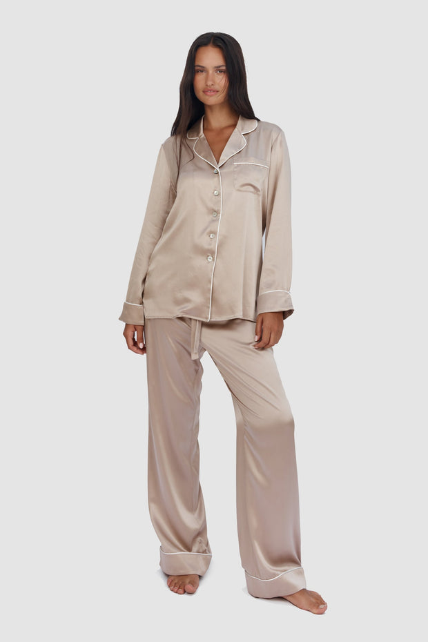 Luxe Signature Pajamas – Pearl, Fuchsia, Midnight, Champagne